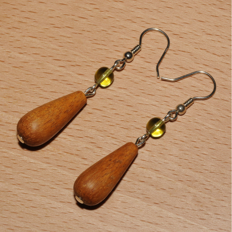 Boucles d'oreilles bois de teck (bois recyclé) Boucles d'oreilles bois de teck (bois recyclé)