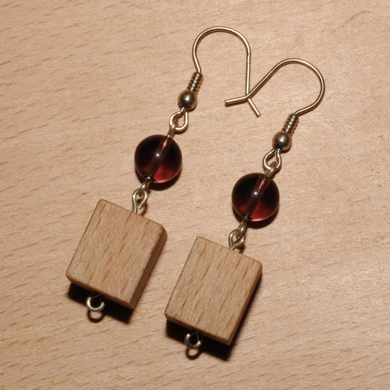 Boucles d'oreilles bois de hêtre Boucles d'oreilles bois de hêtre