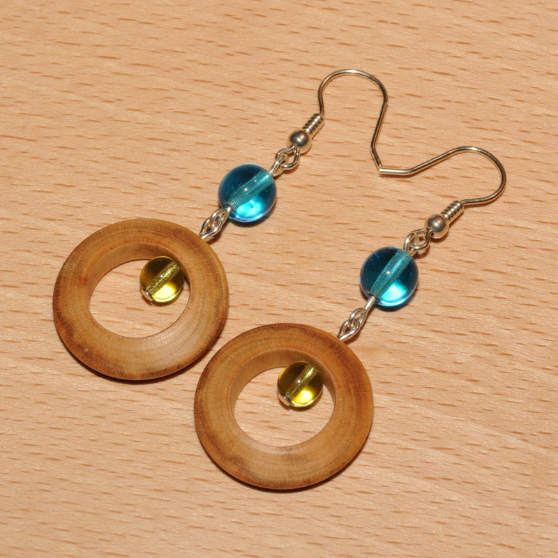 Boucles d'oreilles bois de laurier amande Boucles d'oreilles bois de laurier amande